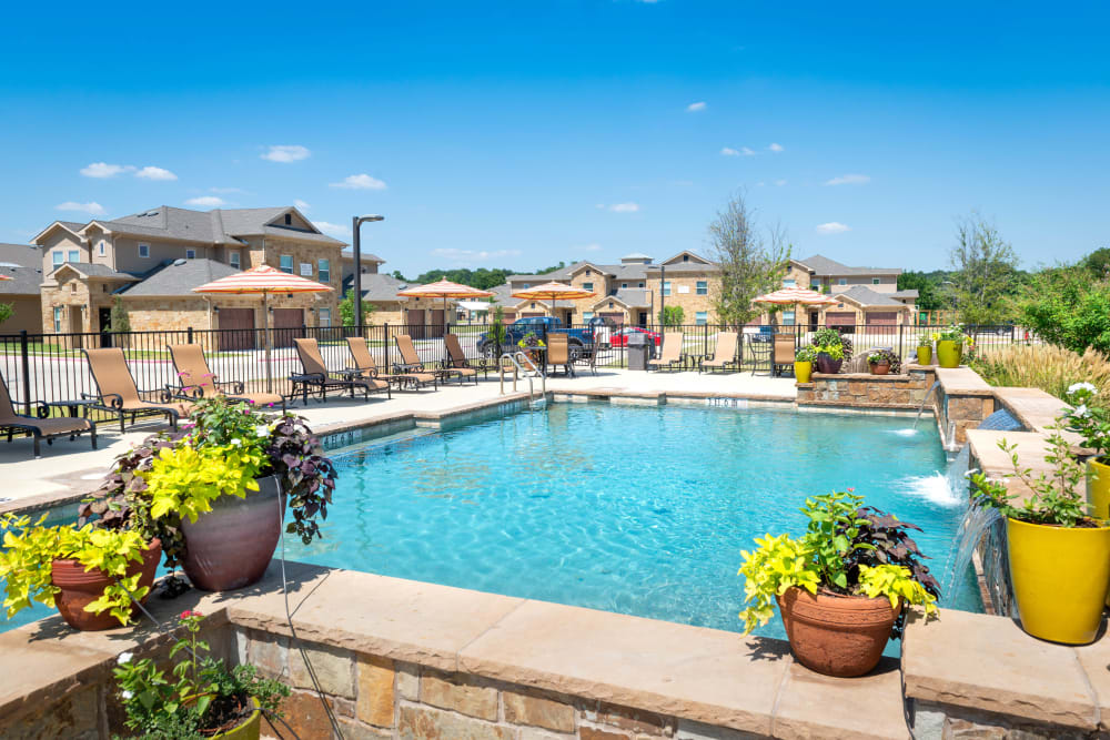 Beautiful day at the swimming pool at Olympus Willow Park in Willow Park, Texas