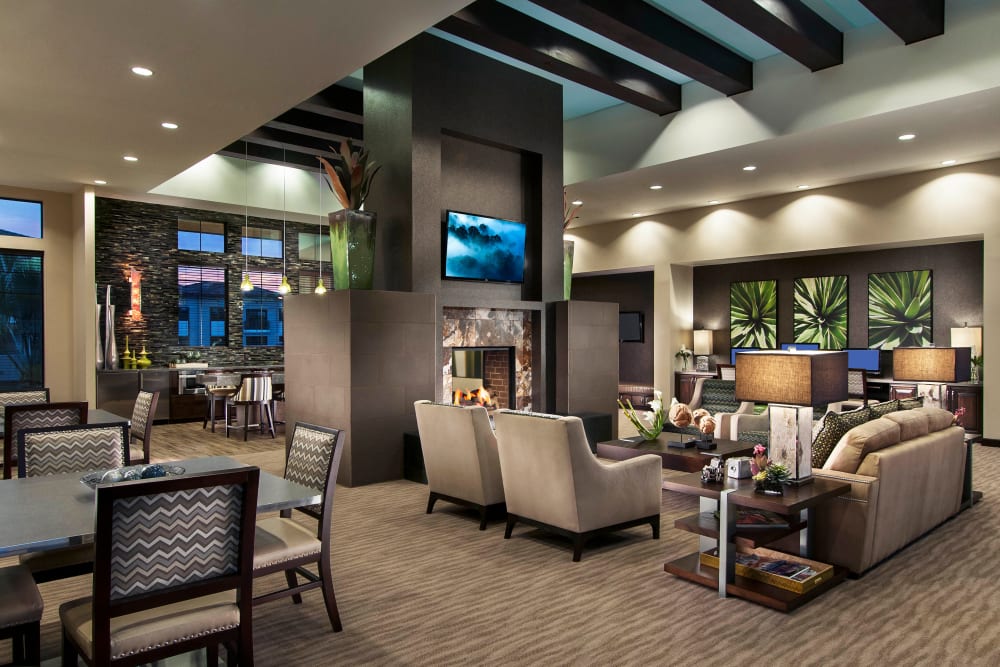 Luxurious resident clubhouse lounge at Redstone at SanTan Village in Gilbert, Arizona
