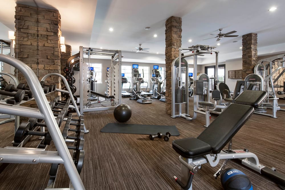 Well-equipped onsite fitness center at Redstone at SanTan Village in Gilbert, Arizona