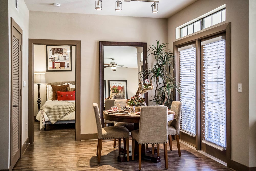 Dining area in a model apartment at Sedona Ranch in Odessa, Texas