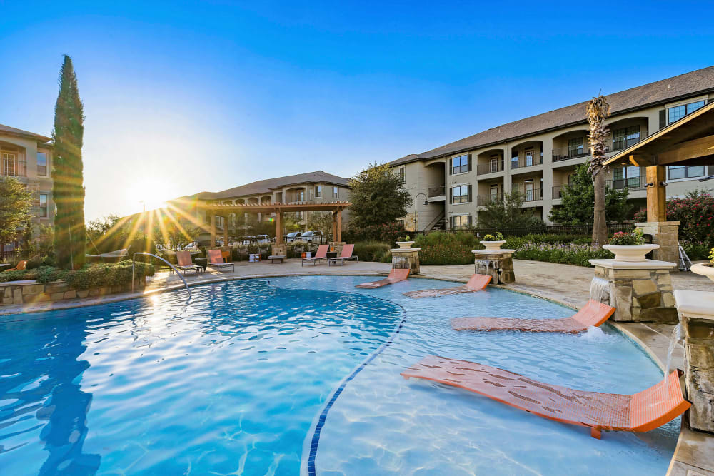 Beautiful morning at the swimming pool at Sedona Ranch in Odessa, Texas