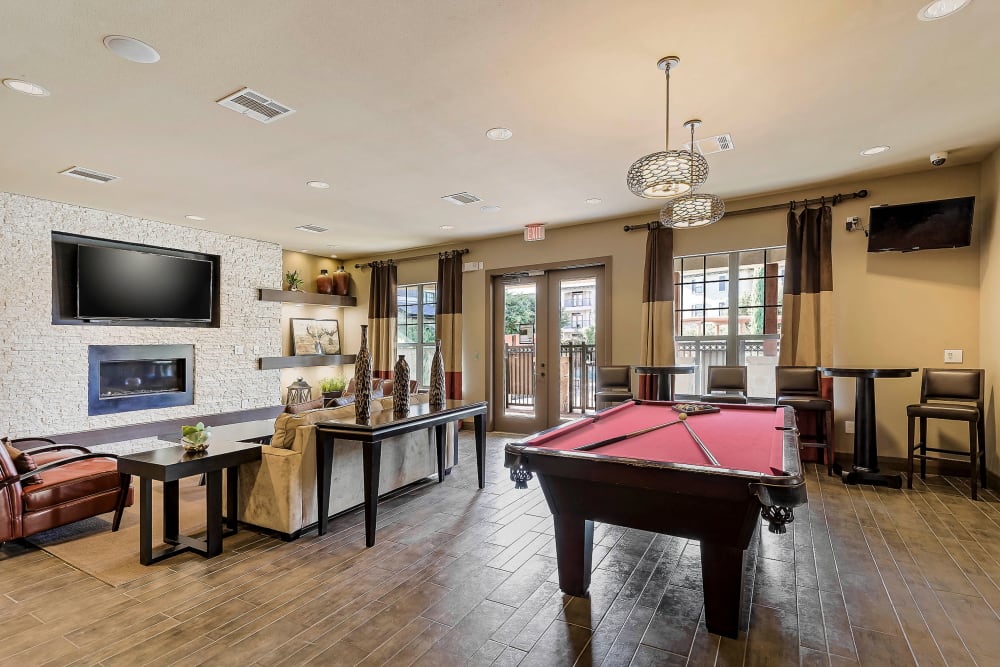 Billiards and more in the clubhouse game room at Sedona Ranch in Odessa, Texas