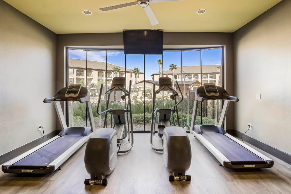 Treadmills with a view in the fitness center at Sundance Creek in Midland, Texas
