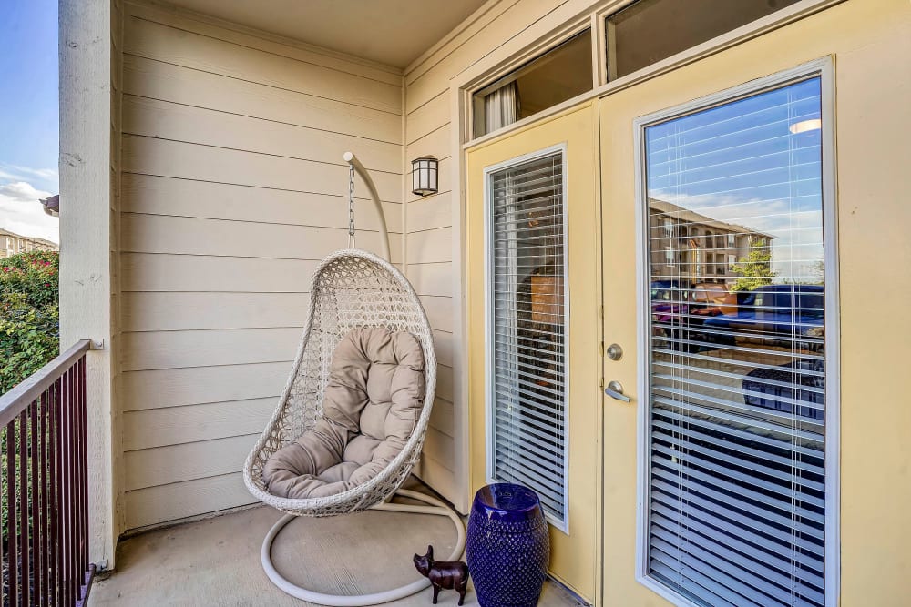 Private balcony outside a model home at Sundance Creek in Midland, Texas