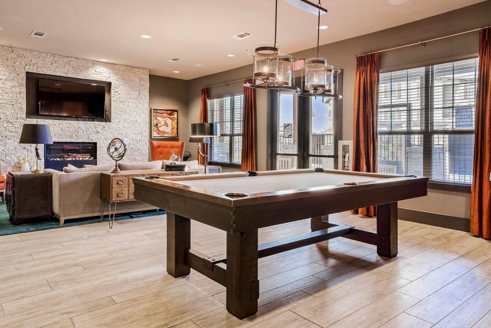 Billiards table in the game room at Sundance Creek in Midland, Texas