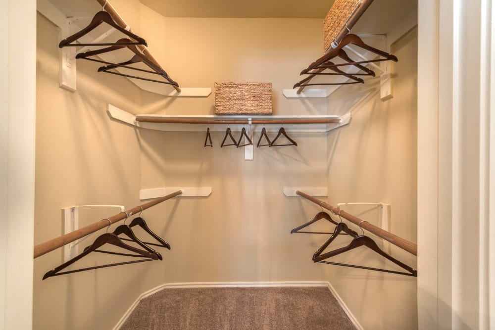 Large walk-in closet in a model home at The Ranch at Shadow Lake in Houston, Texas