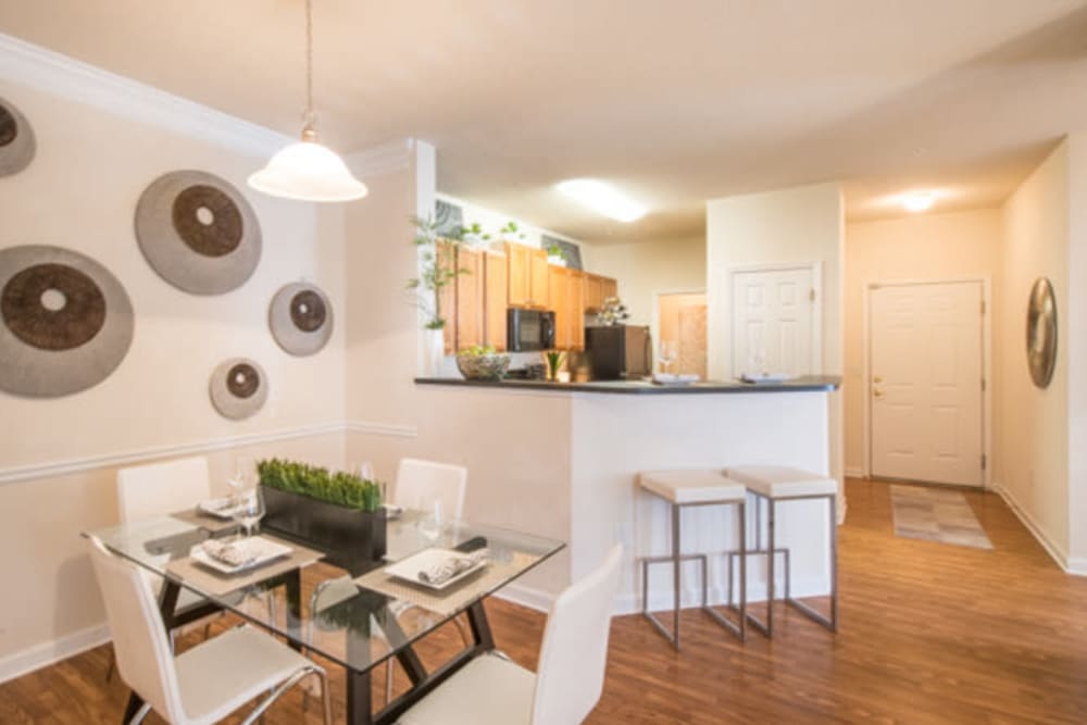 Dining area near the kitchen in a model home at Walden at Chatham Center in Savannah, Georgia