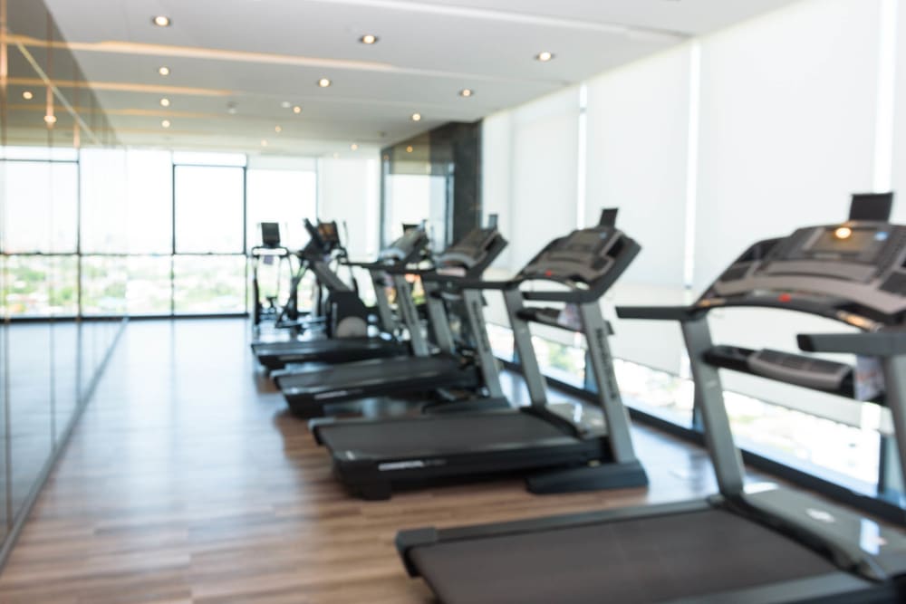 Treadmills in the fitness center at Olympus Court Apartments in Bakersfield, California
