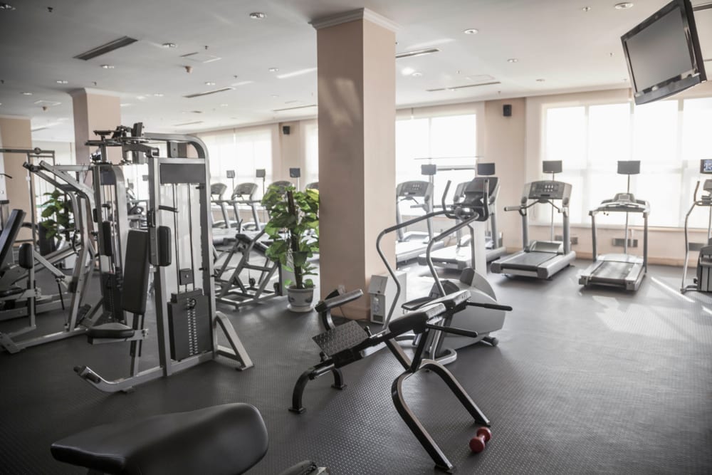 Well-equipped onsite fitness center at Olympus Court Apartments in Bakersfield, California