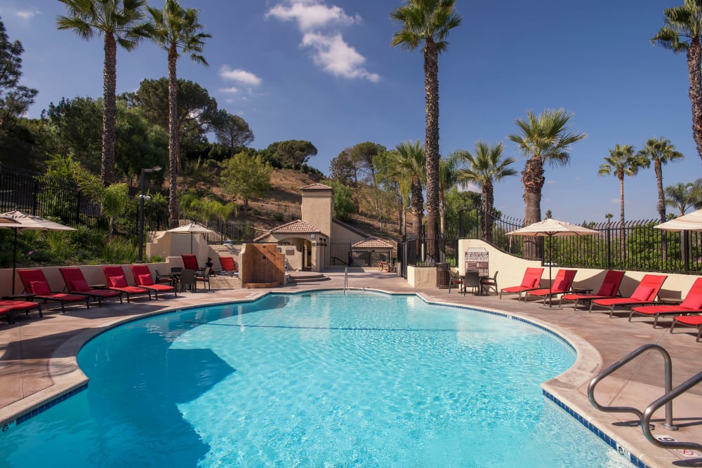 Large resort-style swimming pool at Shadow Ridge Apartment Homes in Simi Valley, California