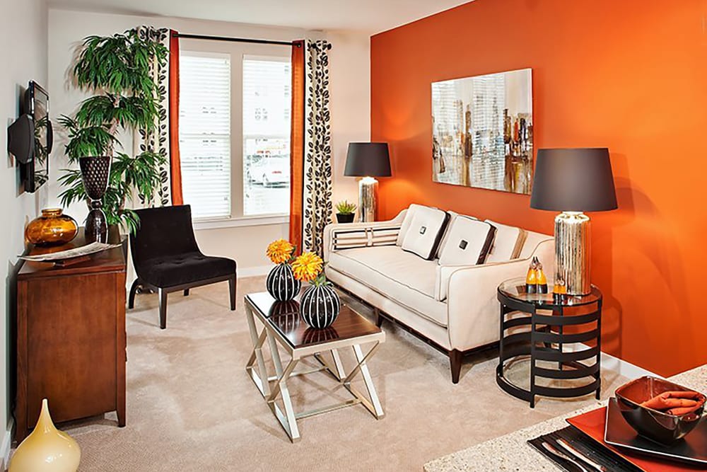 Bright living room at Palette at Arts District in Hyattsville, Maryland