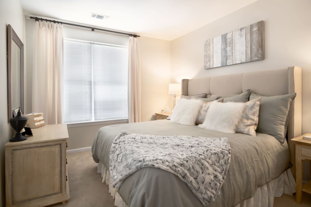 Cozy bedroom at The Royal Belmont in Belmont, Massachusetts