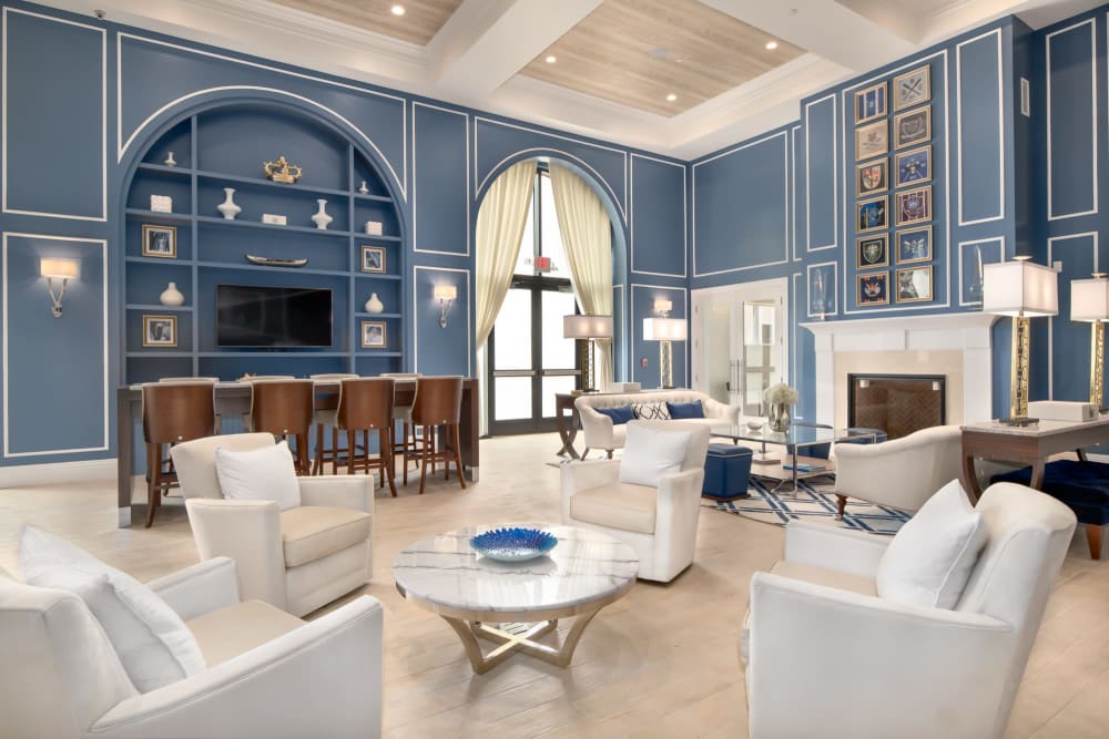 Resident lounge at The Royal Belmont in Belmont, Massachusetts