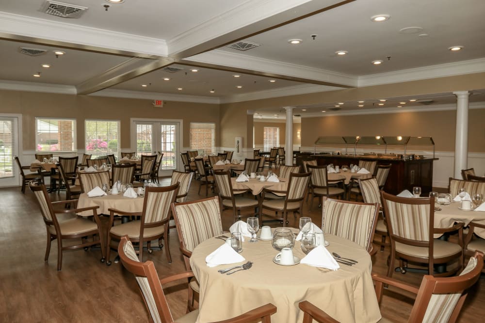 Large dining room at Truewood by Merrill, New Bern in New Bern, North Carolina. 