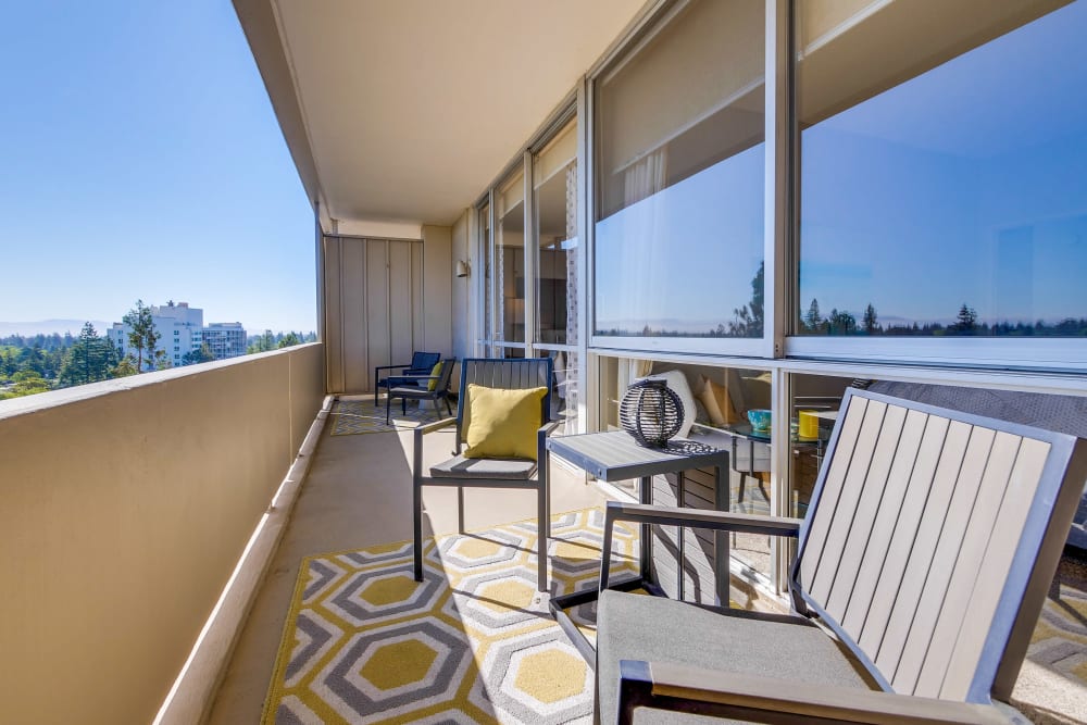 Apartments with private balconies at The Marc, Palo Alto in Palo Alto, California