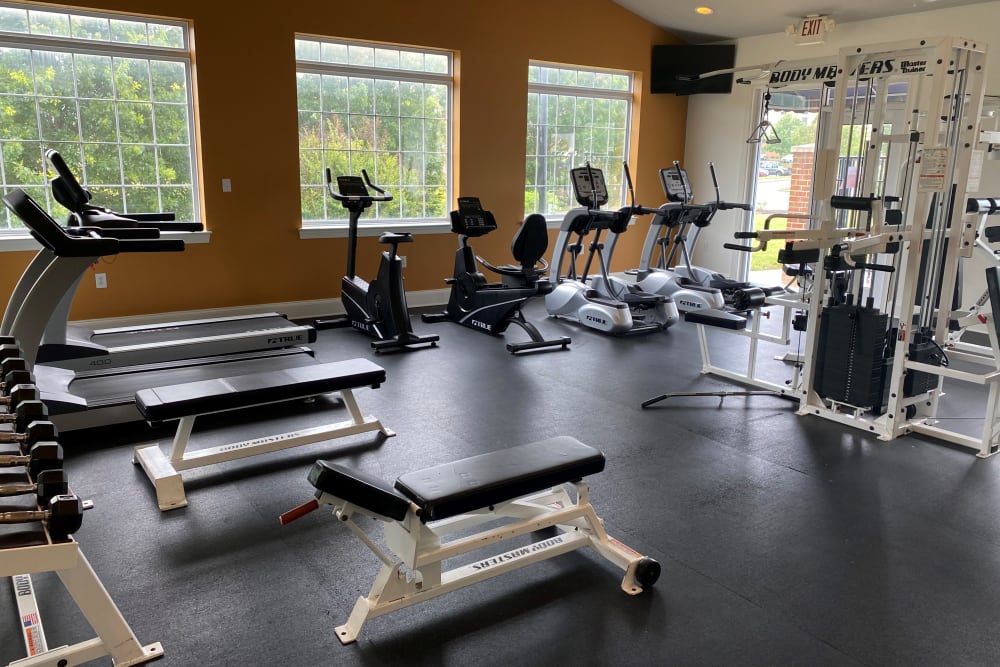 Spacious fitness center at Belmont Landing in Farmville, Virginia