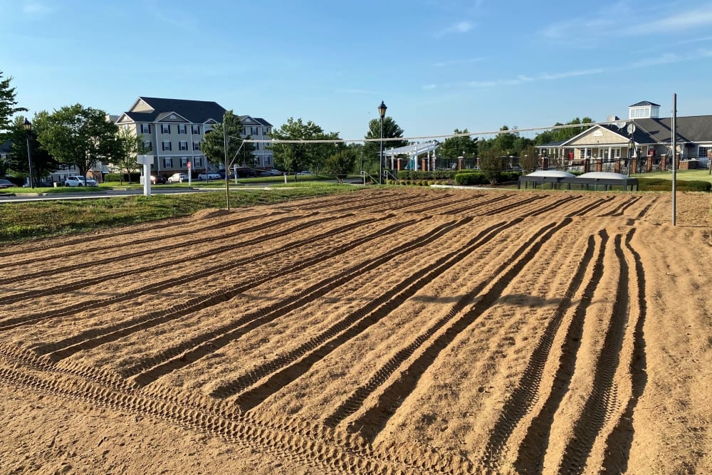 Volleyball court at Belmont Landing in Farmville, Virginia