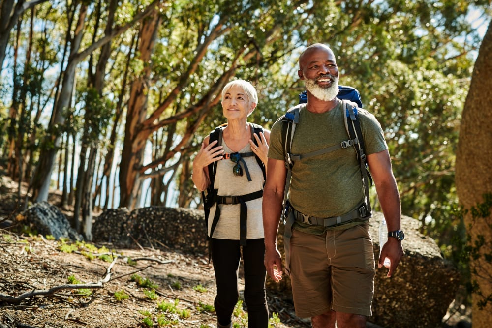 Couple hiking near Storage Units in Aiken, South Carolina