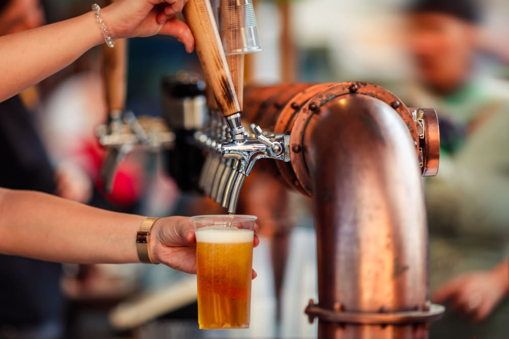 A beer being poured at a local brewery near The Columbia at the Waterfront in Vancouver, Washington