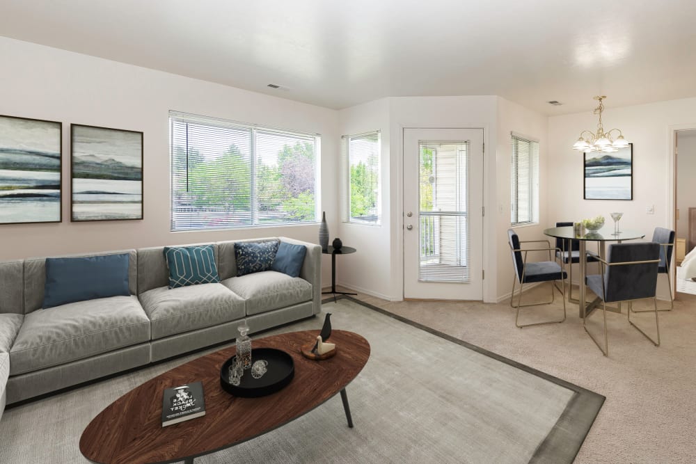 Living room at Lakeside Apartments in Wheaton, Illinois