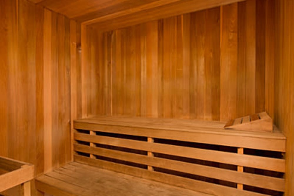 Sauna with plenty of seating at Sterling Heights Apartment Homes in Benicia, California