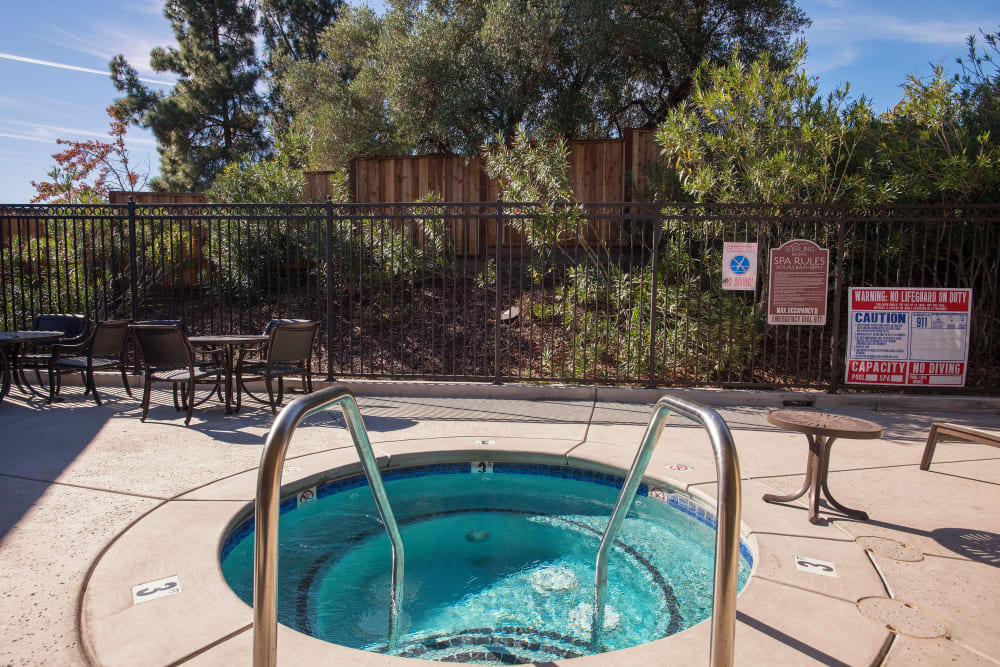 Spa with a large sundeck at Sterling Heights Apartment Homes in Benicia, California
