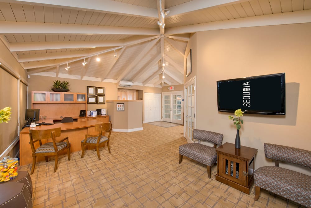 Inside of the leasing center at Villa Palms Apartment Homes in Livermore, California