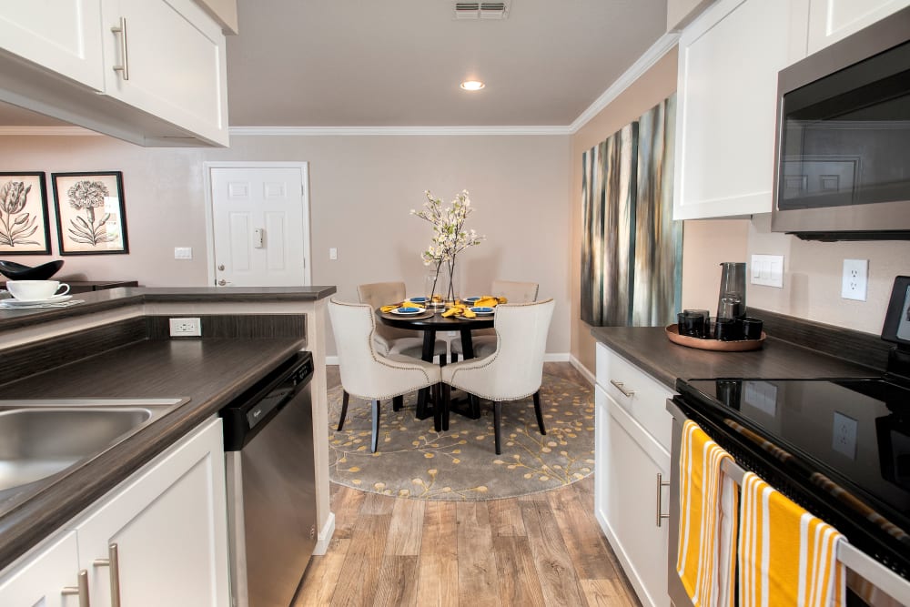 Kitchen with plenty of counter top space at The Reserve at Capital Center Apartment Homes in Rancho Cordova, California