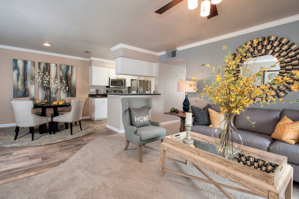 Spacious and open living room at The Reserve at Capital Center Apartment Homes in Rancho Cordova, California
