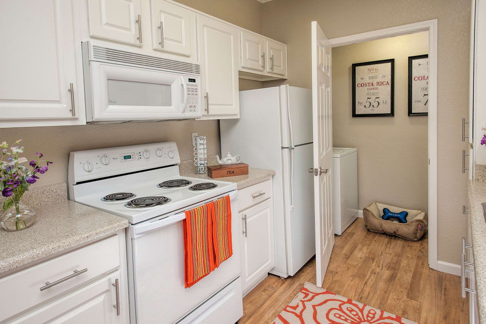 Beautiful, gourmet kitchen in a model home at River Oaks Apartment Homes in Vacaville, California