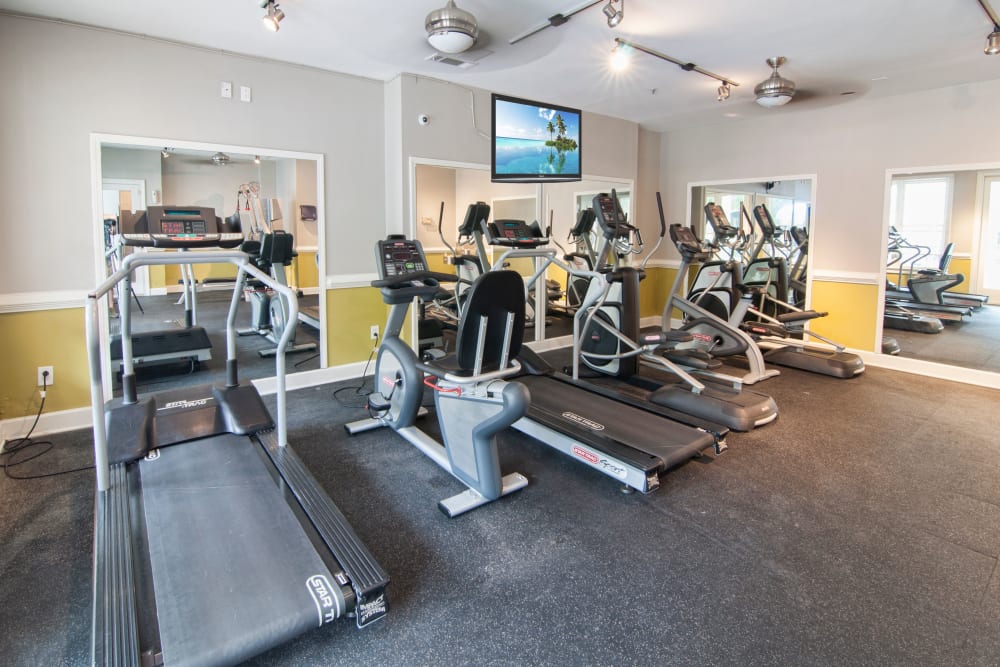Well-equipped onsite fitness center at Bellingham Apartment Homes in Marietta, Georgia