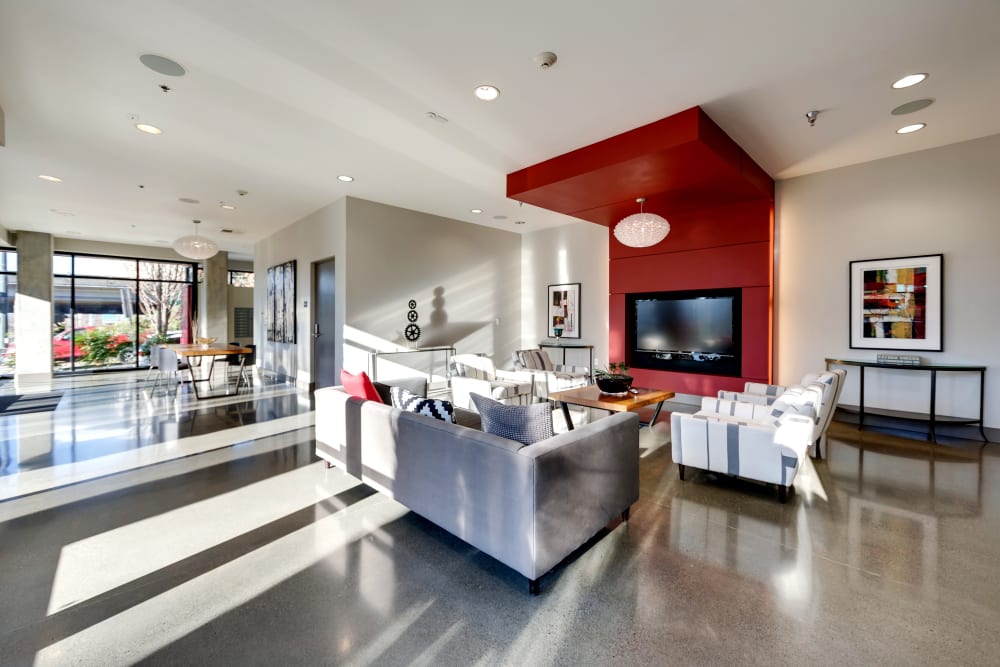 Clubhouse lounge for residents at Milano in Portland, Oregon