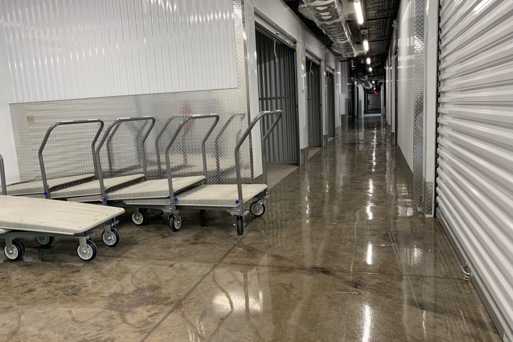 Carts inside the storage facility at My Neighborhood Storage Center in Jacksonville, Florida