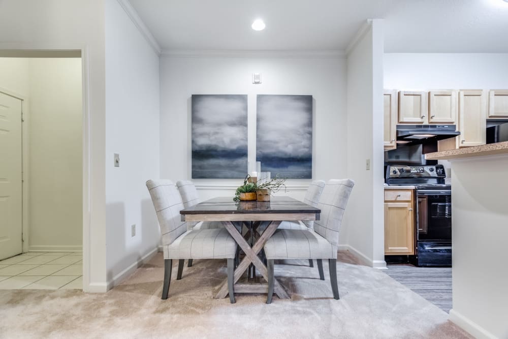 A dining room table at The Enclave at Deep River in Greensboro, North Carolina