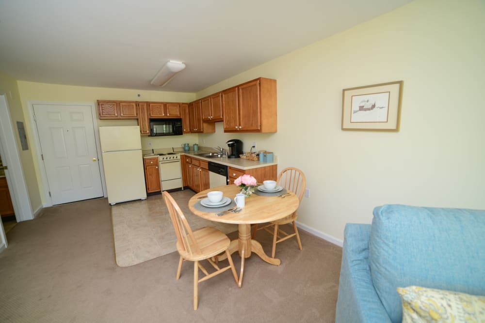 A kitchen at Harbor Village Senior Communities in South Burlington, Vermont