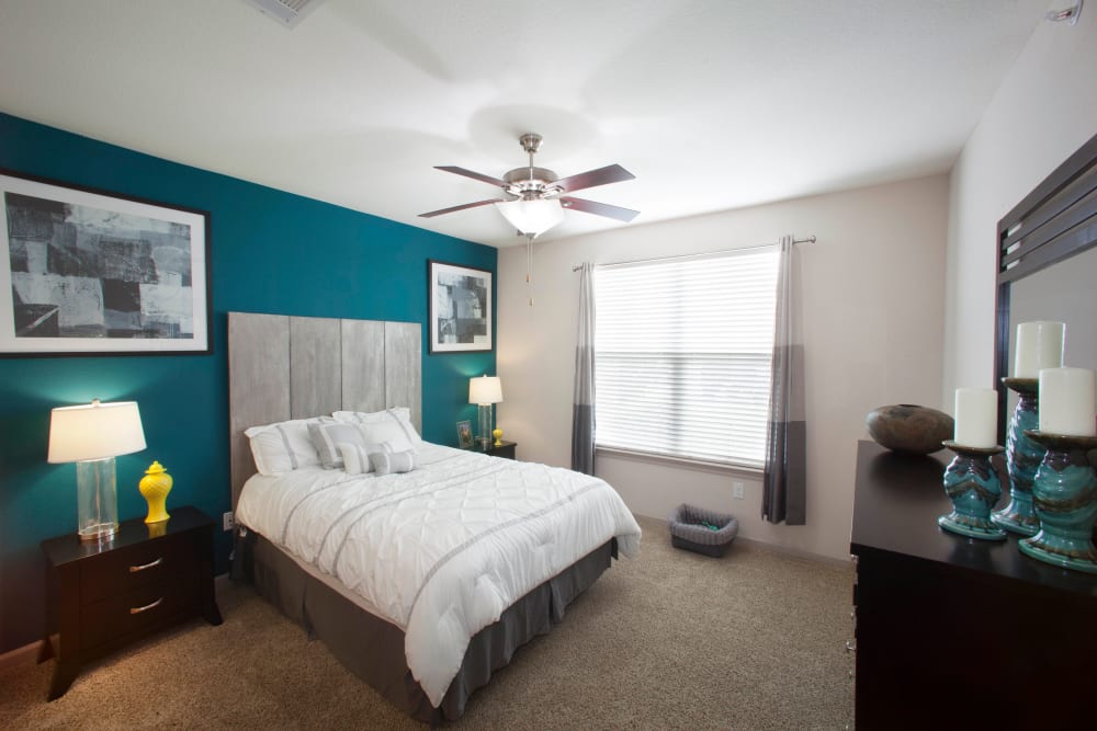 Model bedroom at Olympus Katy Ranch in Katy, Texas