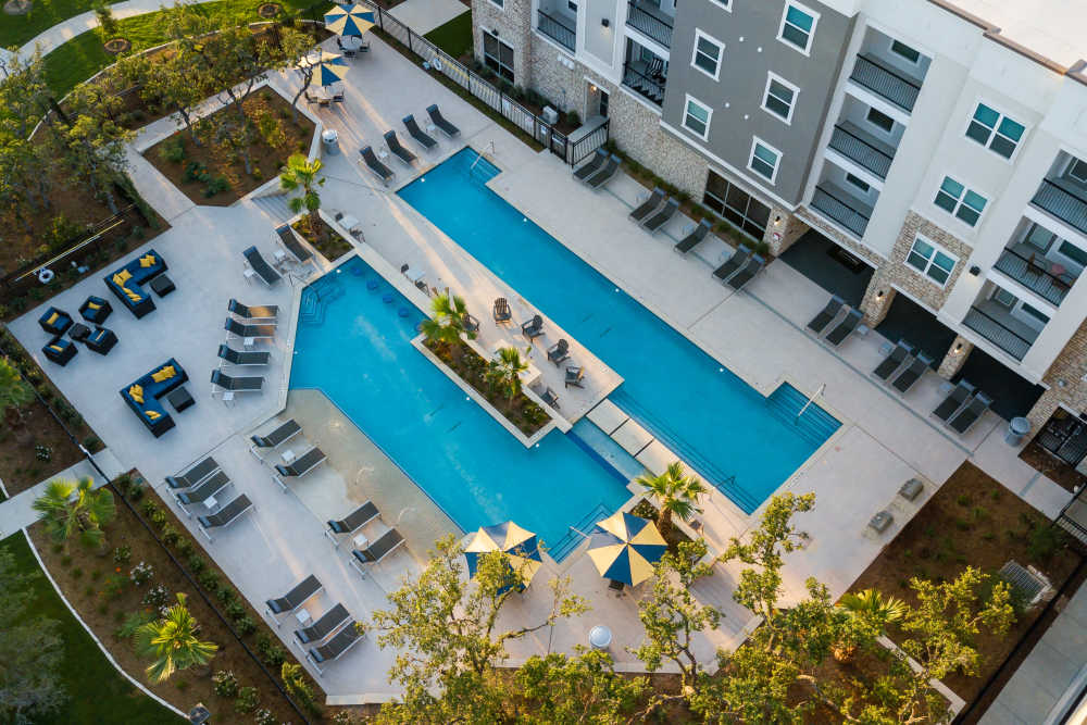 Swimming pool area at The Abbey at Sonterra in San Antonio, Texas