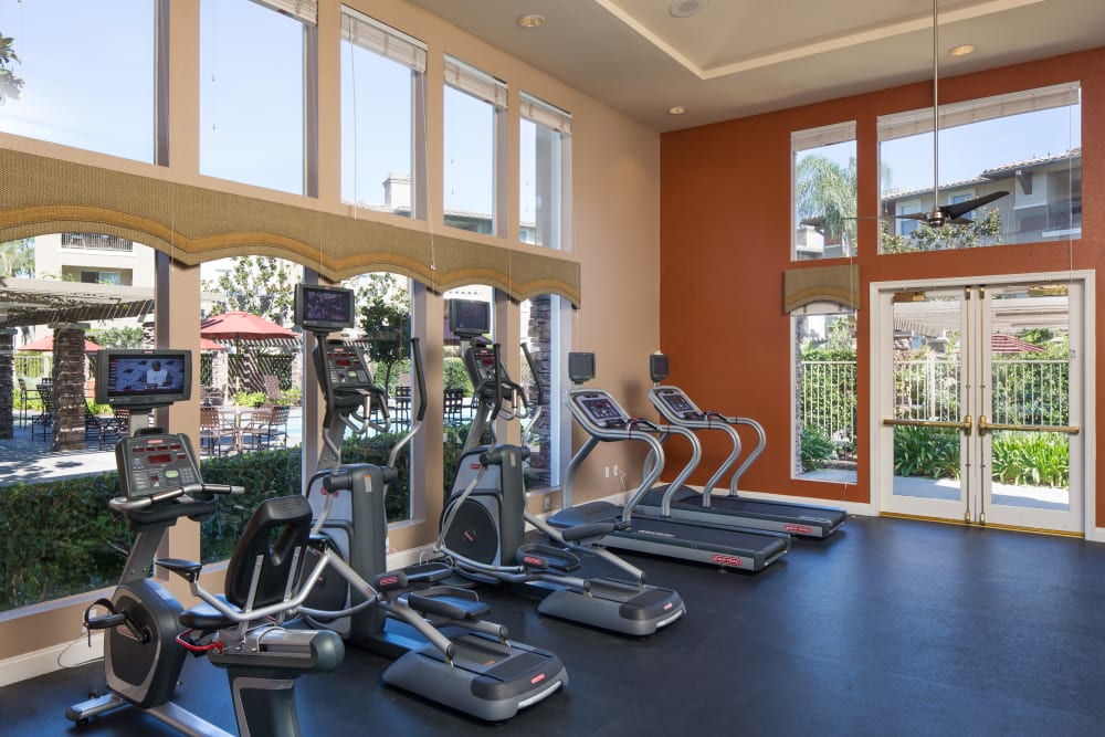 Spacious fitness center at Alicante Apartment Homes in Aliso Viejo, California