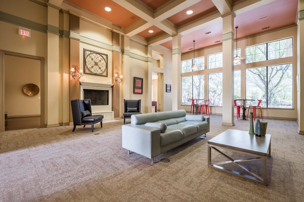 Well appointed interior and beautiful furnishings in the clubhouse at Arbrook Park Apartment Homes in Arlington, Texas