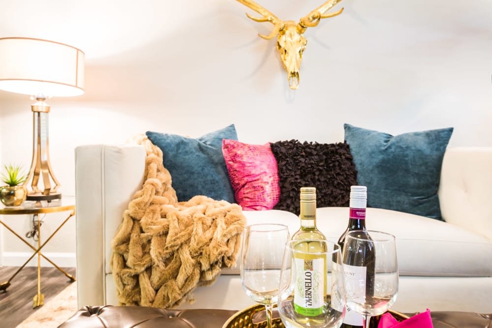 Couch seating with interesting interior Decor at 4127 Arcadia in Phoenix, Arizona