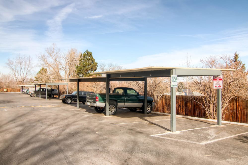 Covered parking is a nice amenity at Arvada Green Apartment Homes in Arvada, Colorado
