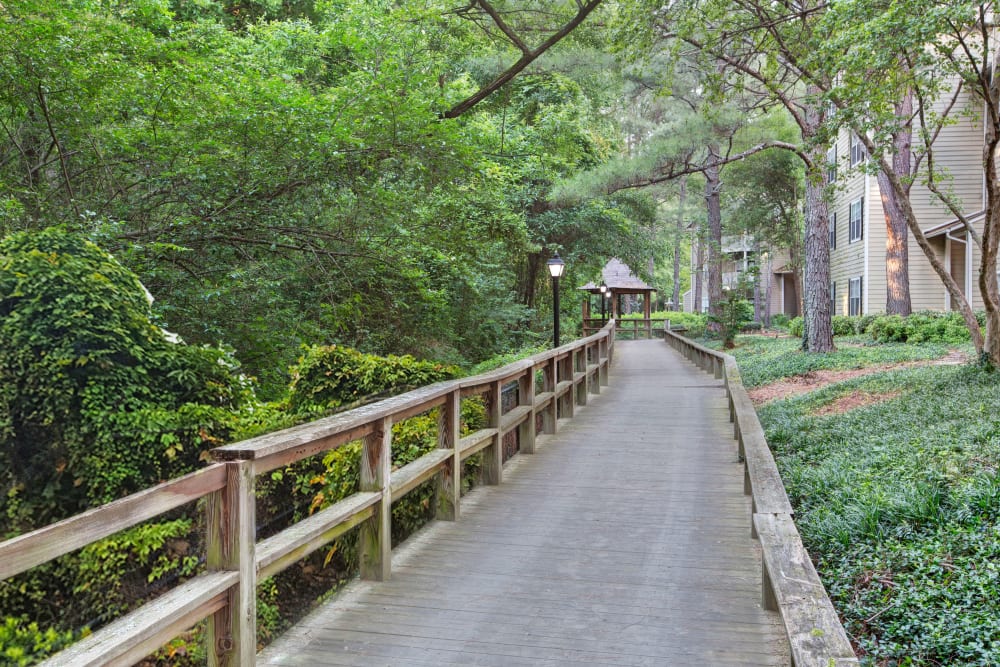 Walking paths with green space at Avia at North Springs in Atlanta, Georgia 
