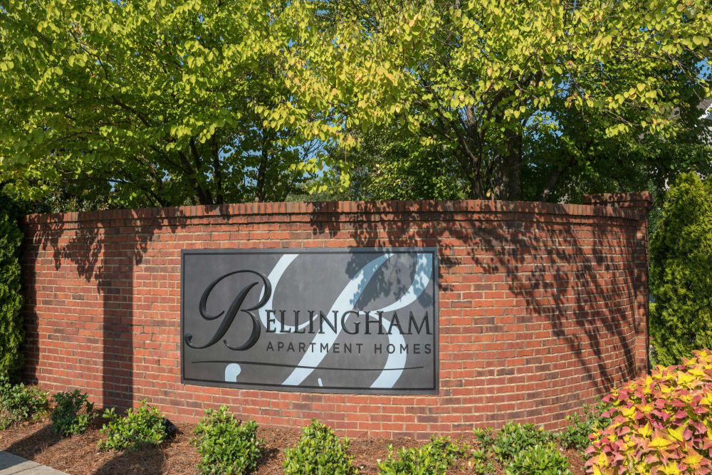 Welcome sign to Bellingham Apartment Homes in Marietta, Georgia