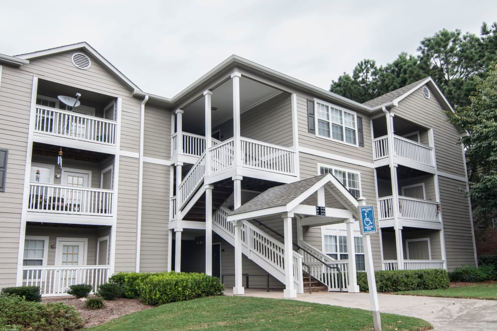Stairway on the exterior of apartments at Bellingham Apartment Homes in Marietta, Georgia