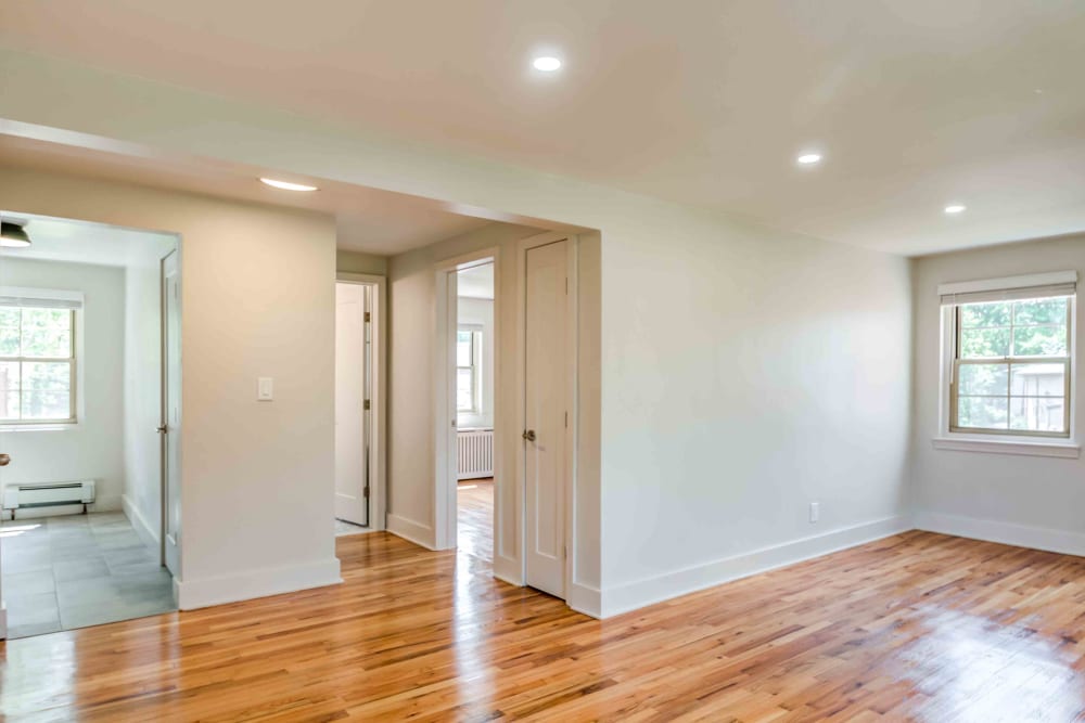 Open format floor plan at Haven New Providence in New Providence, New Jersey features lots of windows for ample natural light