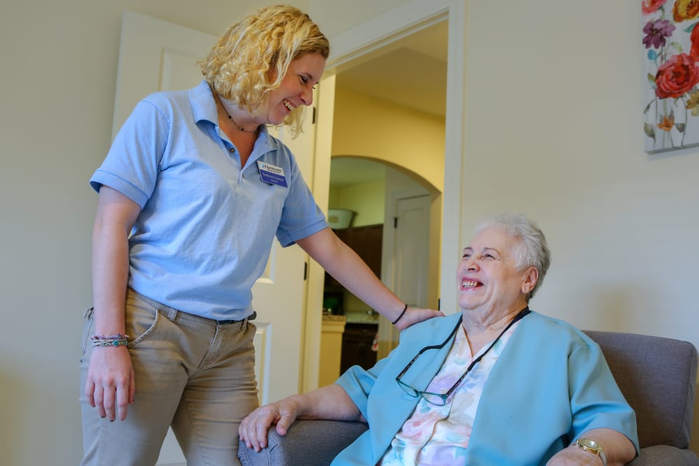 Resident and caregiver at Harmony at West Shore in Mechanicsburg, Pennsylvania
