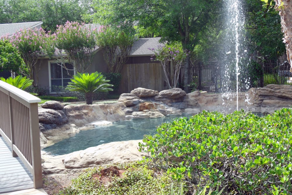 Pond and fountain at Walden Pond in Houston, Texas