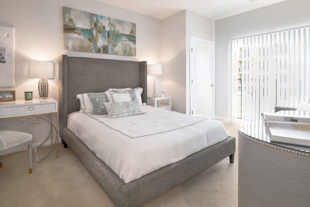 Model bedroom at The Royal Belmont in Belmont, Massachusetts