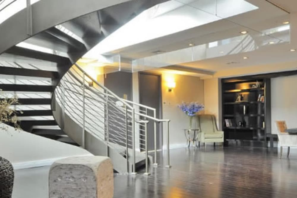 Staircase in foyer at Monarch at Ridge Hill in Yonkers, New York