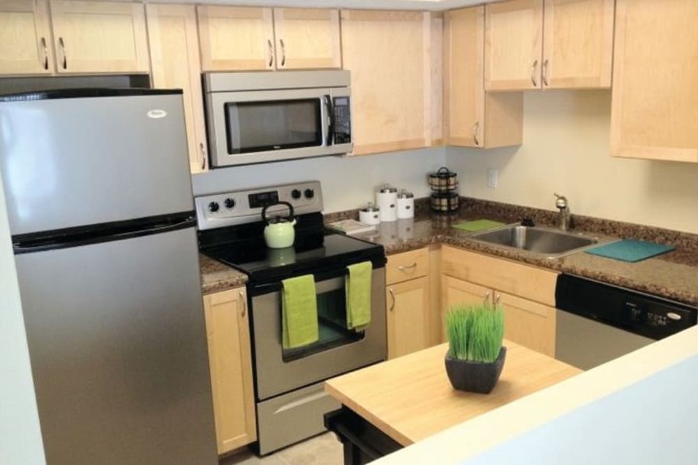 Kitchen featuring stainless steel appliances at The Heights At Marlborough in Marlborough, Massachusetts